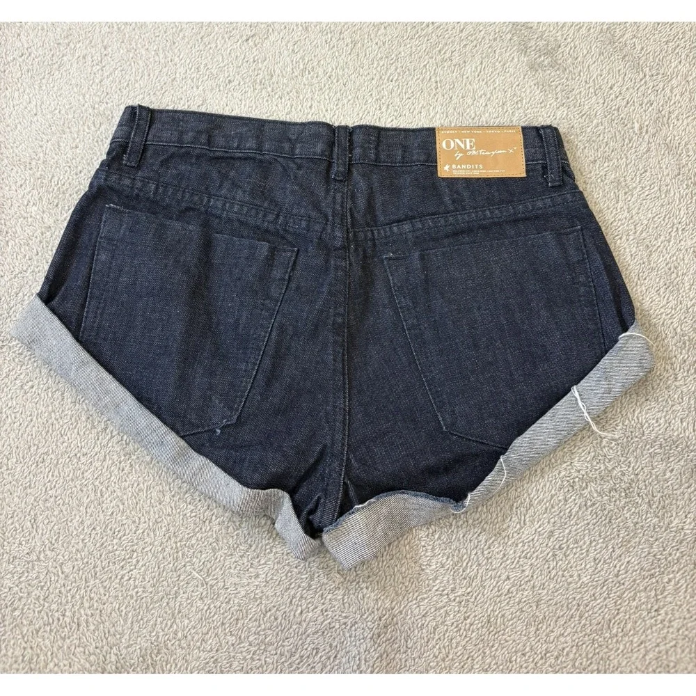 One Teaspoon Bandits Dark Indigo Cut Off Mini Micro Denim Shorts High Rise 26/30